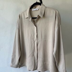 Zara Light Beige Casual Button Down Shirt